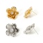Immagine di 2 Pz Ecologico Ottone Collezione Flora Orecchini a Perno Vero Oro Placcato Fiore Trasparente Cubic Zirconiae Con Loop 21mm x 21mm