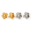 Picture of Eco-friendly Brass Flora Collection Ear Post Stud Earrings Real Gold Plated Flower Clear Cubic Zirconia With Loop 21mm x 21mm
