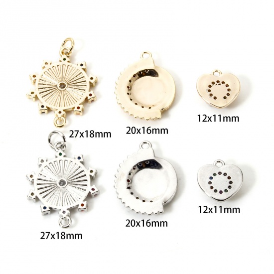 Bild von Umweltfreundlich Messing Charms Echtgold plattiert Micro Pave Bunt Kubischer Zirkon