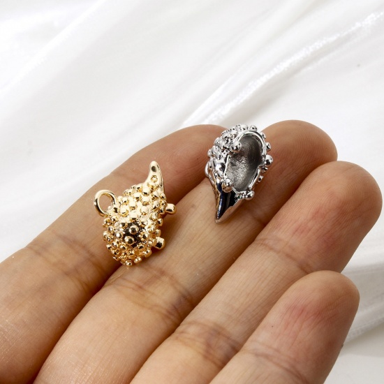 Imagen de 5 Unidades Respetuoso del Medio Ambiente Latón Silueta Animal Colgantes Oro Real Chapado Erizo 3D 18mm x 13.5mm