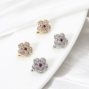Immagine di 2 Pz Ecologico Ottone Perline Distanziatrici per Gioielli Fai-da-te che Fanno Risultati 3 Fori Vero Oro Placcato Fiore Trasparente Cubic Zirconiae 10mm x 8mm, Buco: Circa 1.5mm