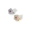 Immagine di 2 Pz Ecologico Ottone Perline Distanziatrici per Gioielli Fai-da-te che Fanno Risultati 3 Fori Vero Oro Placcato Fiore Trasparente Cubic Zirconiae 10mm x 8mm, Buco: Circa 1.5mm