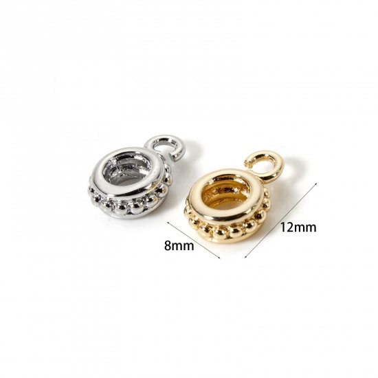 Bild von Umweltfreundlich Messing Bügelperlen mit Schleife für DIY-Schmuckherstellung Rund Punkt Echtgold plattiert 12mm x 8mm