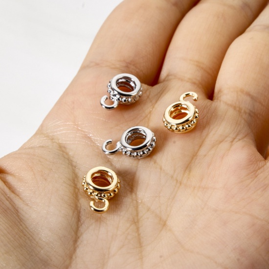 Bild von Umweltfreundlich Messing Bügelperlen mit Schleife für DIY-Schmuckherstellung Rund Punkt Echtgold plattiert 12mm x 8mm