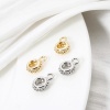 Picture of Eco-friendly Brass Bail Beads With Loop For DIY Jewelry Making Findings Round Dot Real Gold Plated 12mm x 8mm