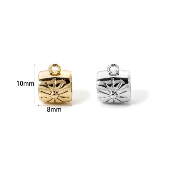 Imagen de 5 Unidades Respetuoso del Medio Ambiente Latón Cuentas de Fianza con Lazo para Accesorios de Fabricación de Joyas de Bricolaje Barril Estrella Oro Real Chapado 10mm x 8mm
