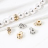 Picture of Eco-friendly Brass Bail Beads With Loop For DIY Jewelry Making Findings Round Real Gold Plated Micro Pave Clear Cubic Zirconia 7.5mm x 5mm
