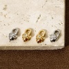 Picture of Eco-friendly Brass Lobster Clasp Findings Flower Real Gold Plated Micro Pave Clear Cubic Zirconia 11.5mm x 7mm