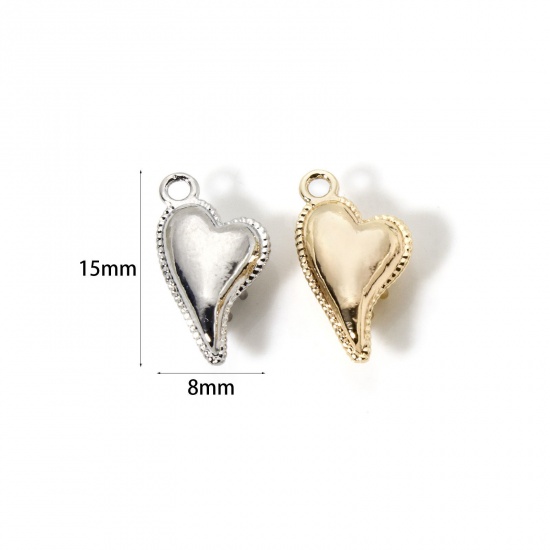 Bild von Umweltfreundlich Messing Valentinstag Charms Echtgold plattiert Herz Stern Micro Pave Klar Kubischer Zirkon 15mm x 8mm