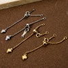 Picture of Eco-friendly Brass & Sterling Silver Slider/Slide Extender Chain Heart Real Gold Plated 5.5cm(2 1/8") long