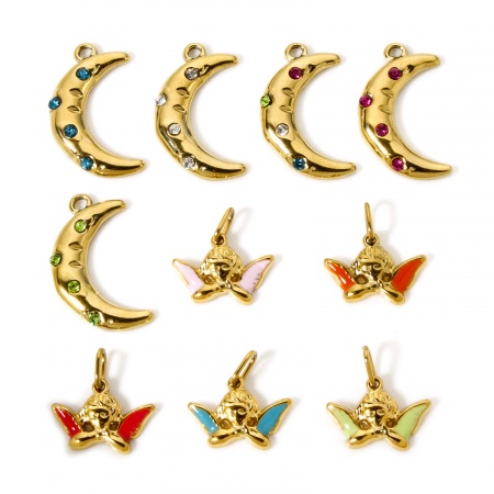 Eco-friendly PVD Vacuum Plating 304 Stainless Steel Pendants 14K Real Gold Plated