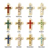Immagine di 1 Pz Placcatura Sottovuoto PVD Ecologica 304 Acciaio Inossidabile Pietre Nascita Ciondoli Croce 14K Vero Oro Placcato 25mm x 15mm
