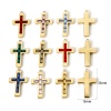 Immagine di 1 Pz Placcatura Sottovuoto PVD Ecologica 304 Acciaio Inossidabile Pietre Nascita Ciondoli Croce 14K Vero Oro Placcato 25mm x 15mm