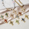Immagine di 1 Pz Placcatura Sottovuoto PVD Ecologica 304 Acciaio Inossidabile Pietre Nascita Ciondoli Croce 14K Vero Oro Placcato 25mm x 15mm