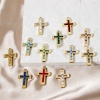Immagine di 1 Pz Placcatura Sottovuoto PVD Ecologica 304 Acciaio Inossidabile Pietre Nascita Ciondoli Croce 14K Vero Oro Placcato 25mm x 15mm