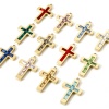 Immagine di 1 Pz Placcatura Sottovuoto PVD Ecologica 304 Acciaio Inossidabile Pietre Nascita Ciondoli Croce 14K Vero Oro Placcato 25mm x 15mm
