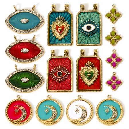 Picture of Eco-friendly PVD Vacuum Plating 304 Stainless Steel Pendants 14K Real Gold Plated Enamel