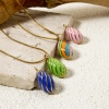 Picture of Eco-friendly PVD Vacuum Plating 304 Stainless Steel Charms 14K Real Gold Plated Enamel Drop Spiral 20mm x 10mm