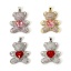 Picture of Eco-friendly Brass Pendants Real Gold Plated Bear Animal Micro Pave 3.1cm x 2.1cm