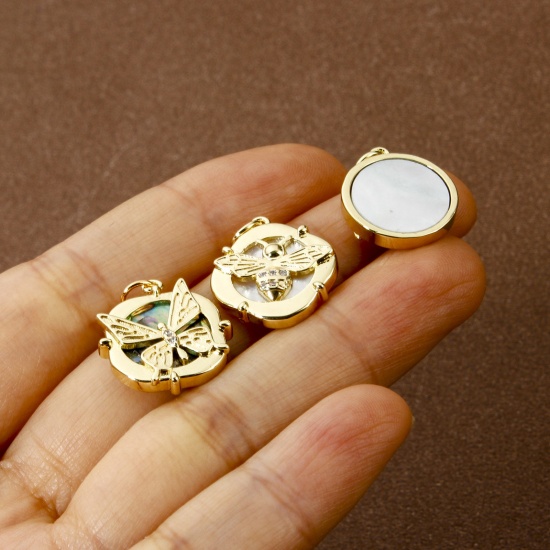 Immagine di 1 Pz Ecologico Ottone Ciondoli 18K Vero Oro Placcato