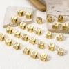 Immagine di 1 Pz Ecologico Ottone Perline per la Creazione di Gioielli con Fai-da-te 18K Vero Oro Placcato Cubo Lettera Maiuscola Micro Spianare Trasparente Cubic Zirconiae 9mm x 9mm, Buco: Circa 3.5mm