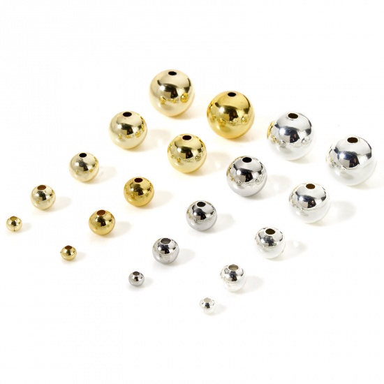 Picture of Eco-friendly Brass Beads For DIY Jewelry Making Real Gold Plated Round