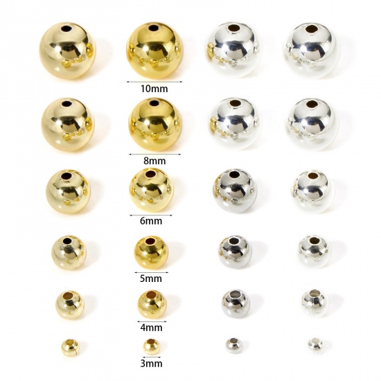 Picture of Eco-friendly Brass Beads For DIY Jewelry Making Real Gold Plated Round