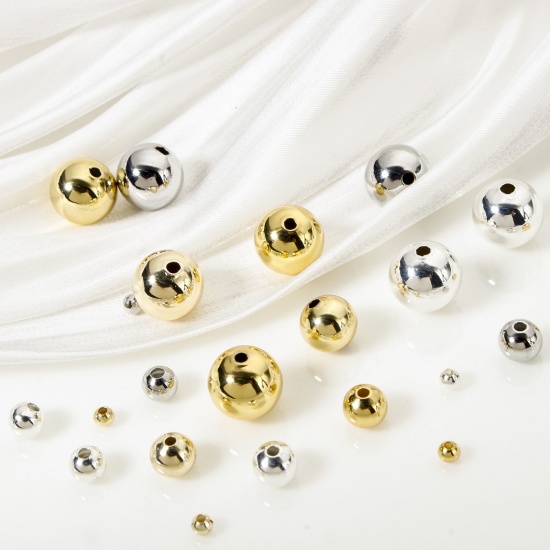 Picture of Eco-friendly Brass Beads For DIY Jewelry Making Real Gold Plated Round