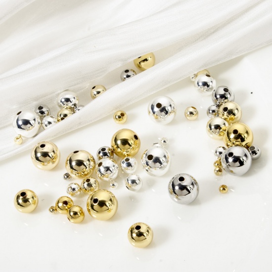 Picture of Eco-friendly Brass Beads For DIY Jewelry Making Real Gold Plated Round