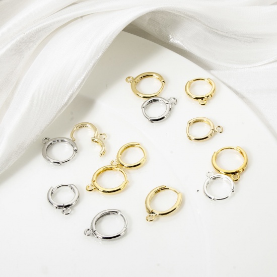 Picture of Eco-friendly Brass Hoop Earrings Real Gold Plated Round With Loop