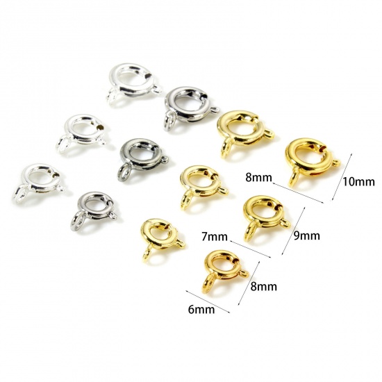 Picture of Eco-friendly Brass Bolt Spring Ring Clasps Round Real Gold Plated