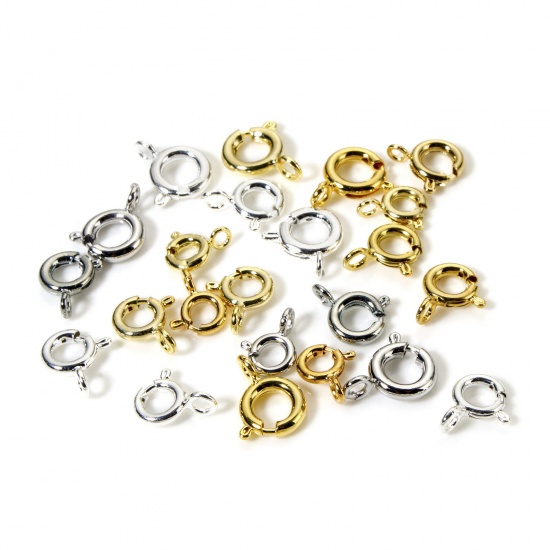 Picture of Eco-friendly Brass Bolt Spring Ring Clasps Round Real Gold Plated