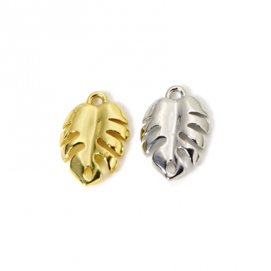 Imagen de 2 Unidades Latón Colección Flora Colgantes Multicolor Hoja de Monstera Hueco 14.5mm x 10mm