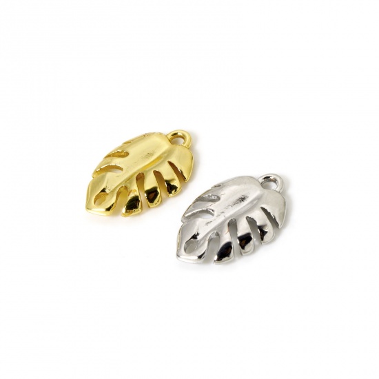 Imagen de 2 Unidades Latón Colección Flora Colgantes Multicolor Hoja de Monstera Hueco 14.5mm x 10mm