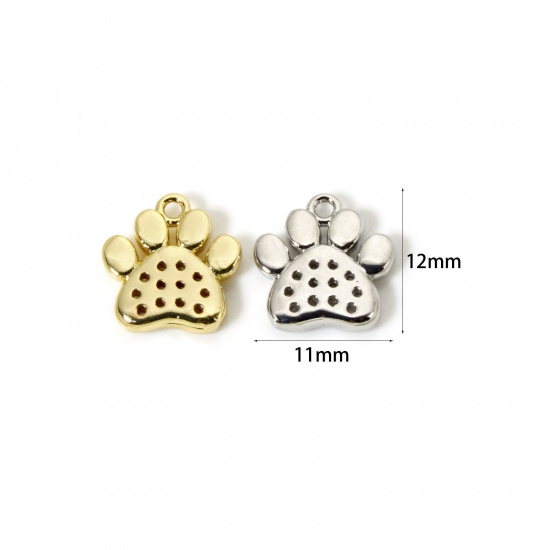 Imagen de 2 Unidades Latón Animal Doméstico Memorial Colgantes Multicolor Garra Micro Pave Claro Circón Artificial 12mm x 11mm
