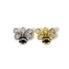 Picture of Brass Insect Charms Multicolor Black Enamel Bee Animal Clear Cubic Zirconia 14mm x 13mm