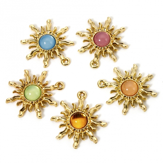 Picture of Zinc Based Alloy Galaxy Charms KC Gold Plated Multicolor Sun With Resin Cabochons 29mm x 27mm
