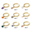Изображение 1 ШТ Экологичный Ретро Простой 18K настоящее золото с покрытием Полудрагоценный Камень & латунь Открытый Чип-бисер Кольца Для женщин 17.3мм(Американский Размер 7)