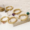 Изображение 1 ШТ Экологичный Ретро Простой 18K настоящее золото с покрытием Полудрагоценный Камень & латунь Открытый Чип-бисер Кольца Для женщин 17.3мм(Американский Размер 7)