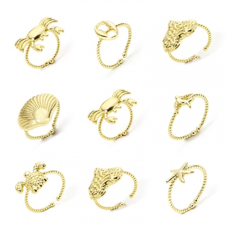 Eco-friendly Stylish 18K Real Gold Plated Brass Open Rings For Women Valentine's Day 16.9mm(US Size 6.5)
