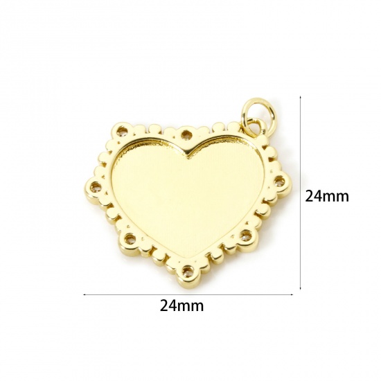 Imagen de 1 Unidad Respetuoso del Medio Ambiente Latón día de San Valentín Colgantes 18K Oro Real Chapado Esmalte Corazón 24mm x 24mm