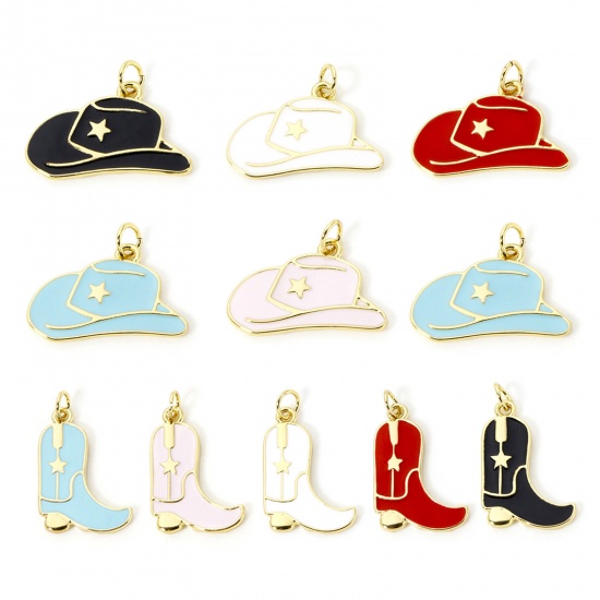 Picture of Eco-friendly Brass West Cowboy Charms 18K Real Gold Plated Enamel