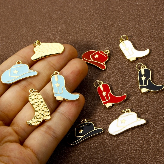 Picture of Eco-friendly Brass West Cowboy Charms 18K Real Gold Plated Enamel