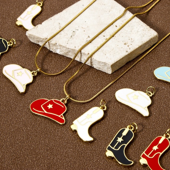 Picture of Eco-friendly Brass West Cowboy Charms 18K Real Gold Plated Enamel