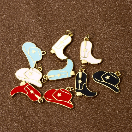 Picture of Eco-friendly Brass West Cowboy Charms 18K Real Gold Plated Enamel