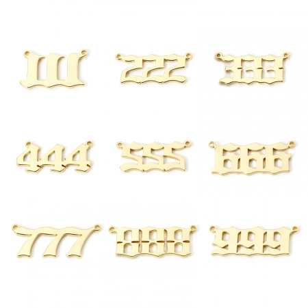 Eco-friendly Brass Connectors Charms Pendants 18K Real Gold Plated Angel Number