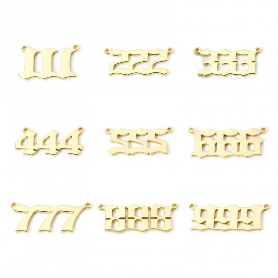 Picture of Eco-friendly Brass Connectors Charms Pendants 18K Real Gold Plated Angel Number