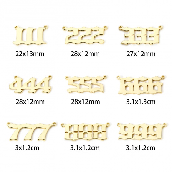 Picture of Eco-friendly Brass Connectors Charms Pendants 18K Real Gold Plated Angel Number