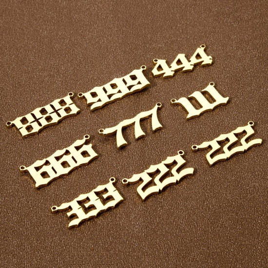 Picture of Eco-friendly Brass Connectors Charms Pendants 18K Real Gold Plated Angel Number