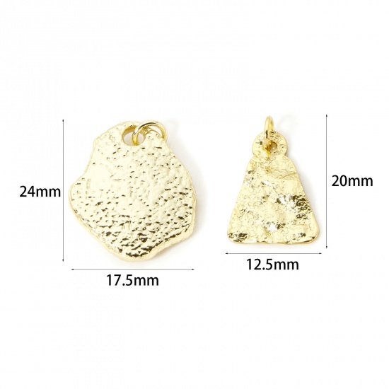 Image de 2 Pcs Breloques Martelage Respectueux de la Nature en Laiton Plaqué Or Véritable Irrégulier Martelage